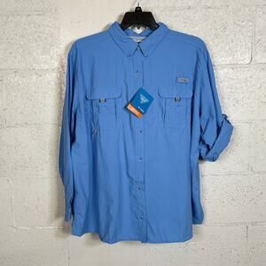 Columbia Plus Size Pfg Bahama Shirt - White Cap(blue) 3X $55